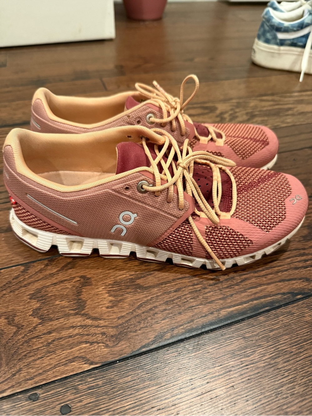 On Running Women's Rose Pink Athletic Sneakers with Tan Accents